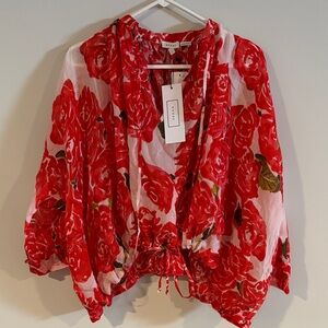 RHODE Vibrant Red Floral Top